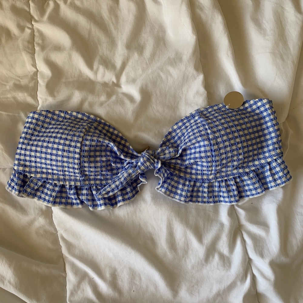 Blue Checkered Bikini Top